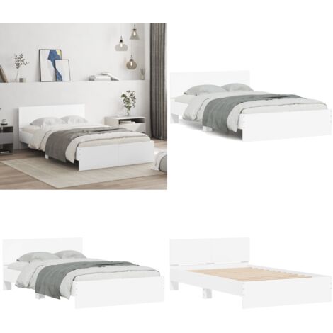 Estructura de cama con cabecero blanca 135x190 cm - Estructura de cama - Cama blanca