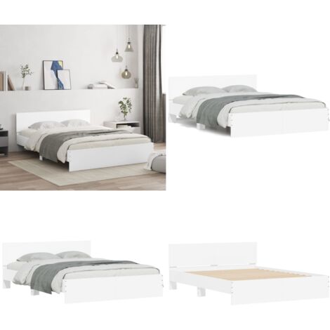 Estructura de cama con cabecero blanca 150x200 cm - Estructura de cama - Cama blanca