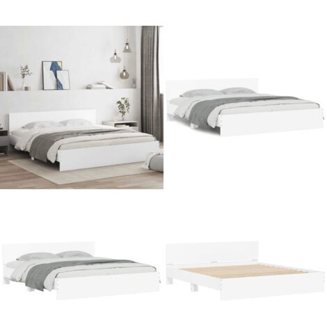 Estructura de cama con cabecero blanca 180x200 cm - Estructura de cama - Cama blanca