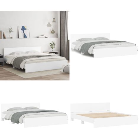 Estructura de cama con cabecero blanca 200x200 cm - Estructura de cama - Cama blanca