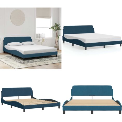 Estructura de cama con cabecero Dover terciopelo azul 160x200 cm - Estructura de cama - Cabecero de cama