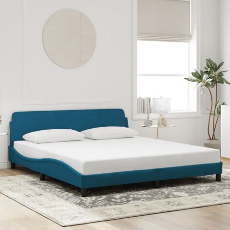 Estructura de cama con cabecero Dover terciopelo azul 180x200 cm vidaXL