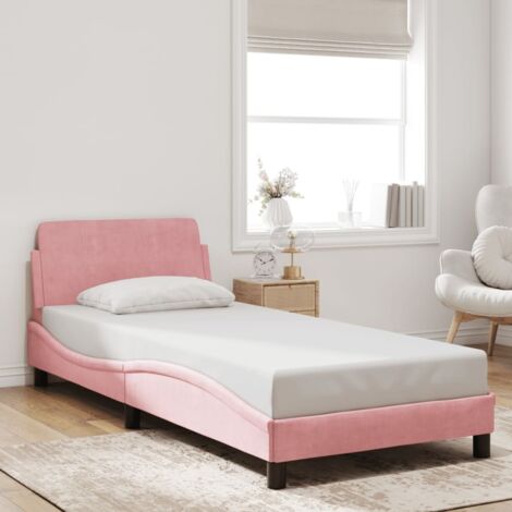 Estructura de cama con cabecero Dover terciopelo rosa 90x200 cm vidaXL