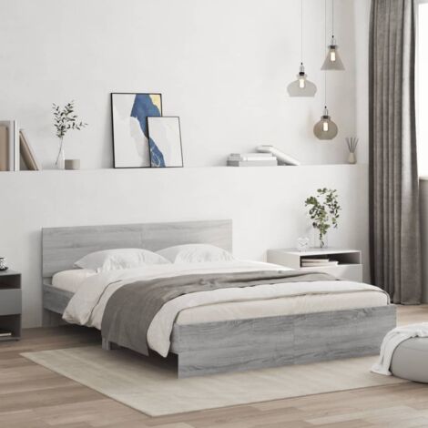Estructura de cama con cabecero gris  140x200 cm