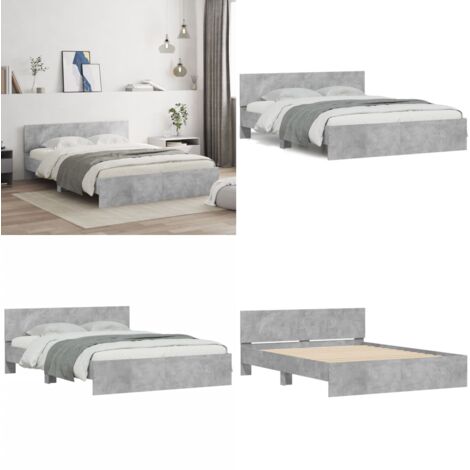 Estructura de cama con cabecero gris hormigón 150x200 cm - Estructura de cama - Cama gris hormigón