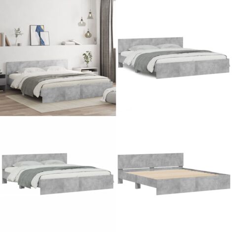 Estructura de cama con cabecero gris hormigón 160x200 cm - Estructura de cama - Cama gris hormigón