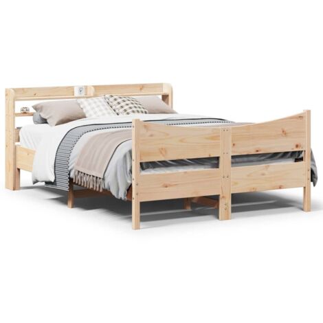 Estructura de cama con cabecero madera de pino  150x200cm