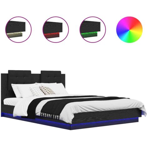 Estructura de cama con cabecero Madera envejecida 140 x 200 cm vidaXL