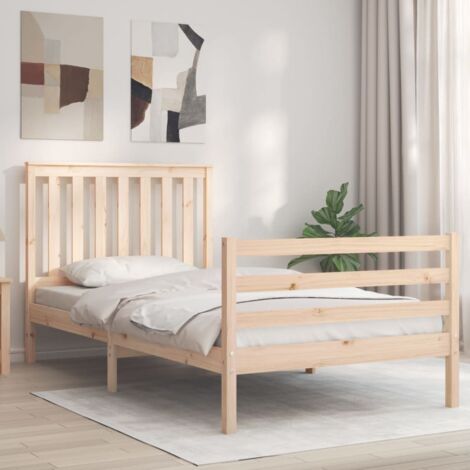 Estructura de cama con cabecero madera maciza 100x200 cm