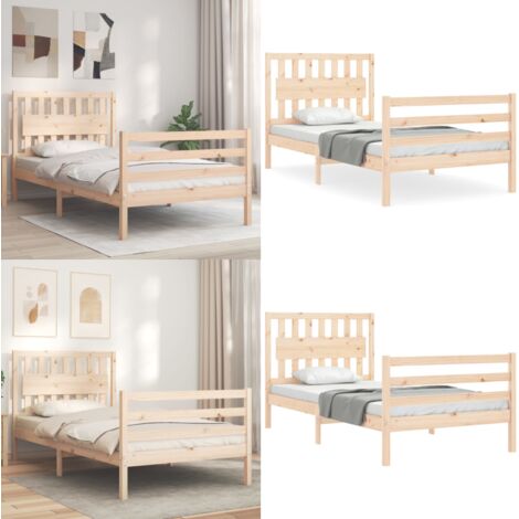 Estructura de cama con cabecero madera maciza 100x200 cm - Estructura de cama - Cabecero de cama