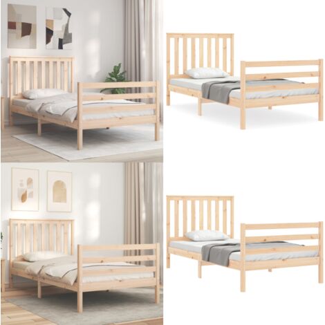 Estructura de cama con cabecero madera maciza 100x200 cm - Estructura de cama - Cabecero de cama