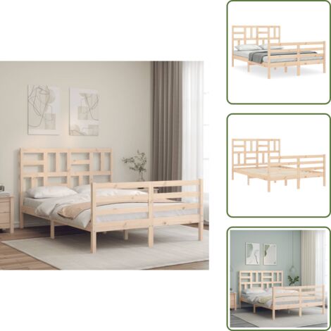 Estructura de cama con cabecero madera maciza 120x200 cm