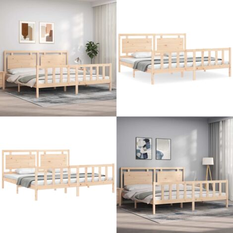 Estructura de cama con cabecero madera maciza 180x200 cm - Estructura de cama - Cabecero de cama