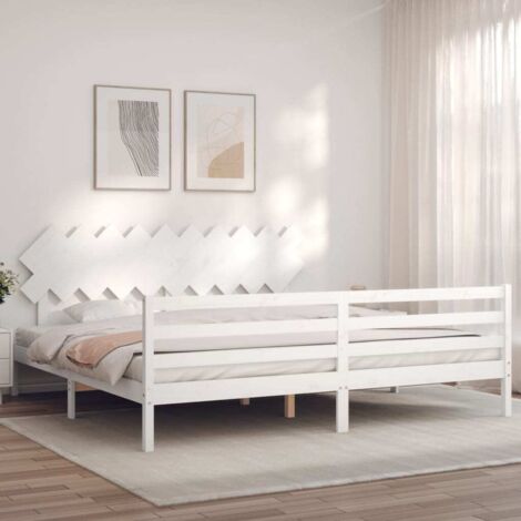 Estructura de cama con cabecero madera maciza blanco 200x200cm vidaXL