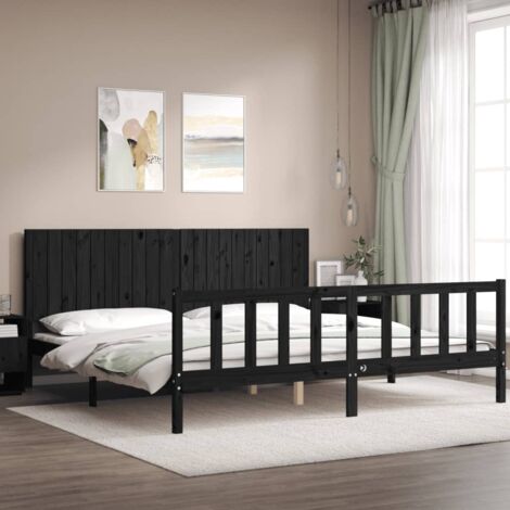 Estructura de cama con cabecero madera maciza negro 200x200 cm vidaXL