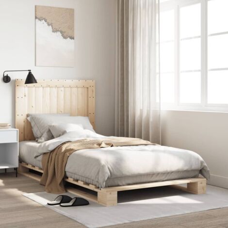 Estructura de cama con cabecero madera maciza pino 100x200 cm