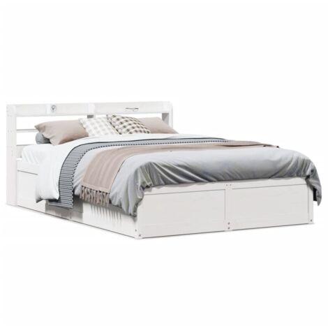Estructura de cama con cabecero madera pino  135x190 cm