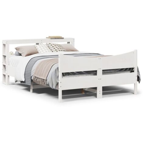 Estructura de cama con cabecero madera pino blanco 140x190 cm vidaXL