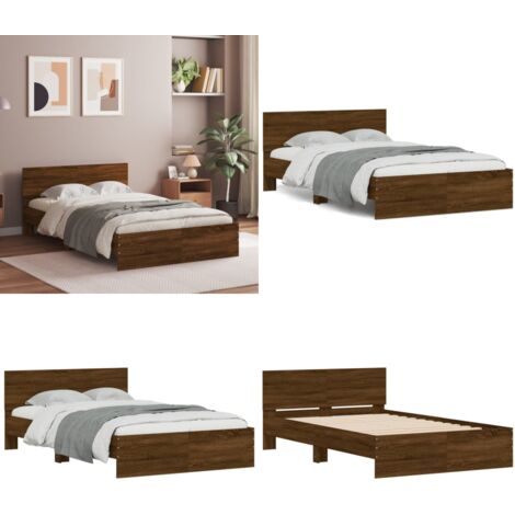Estructura de cama con cabecero marrón roble 120x190 cm - Estructura de cama - Cama de madera