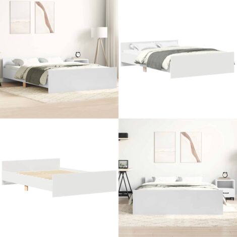 Estructura de cama con cabecero piecero blanco 135x190 cm - Estructura de cama - Cama con cabecero y estribo