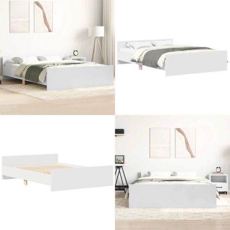 Estructura de cama con cabecero piecero blanco 150x200 cm - Estructura de cama - Cama con cabecera