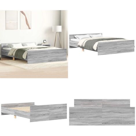 Estructura de cama con cabecero piecero gris Sonoma 135x190 cm - Estructura de cama - Cama gris Sonoma