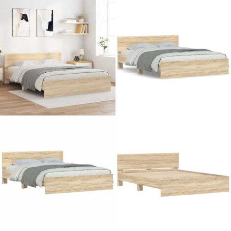 Estructura de cama con cabecero roble Sonoma 150x200 cm - Estructura de cama - Madera de ingeniería
