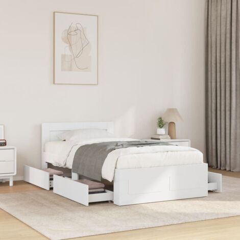 Estructura de cama con cabecero sin colchón blanco 100x200 cm vidaXL