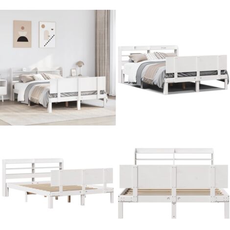 Estructura de cama con cabecero sin colchón blanco 120x200 cm - Cabecero de cama - Estructura de cama