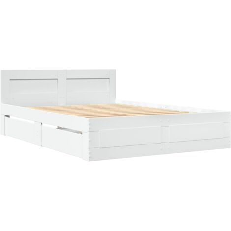 Estructura de cama con cabecero sin colchón blanco 140x190 cm
