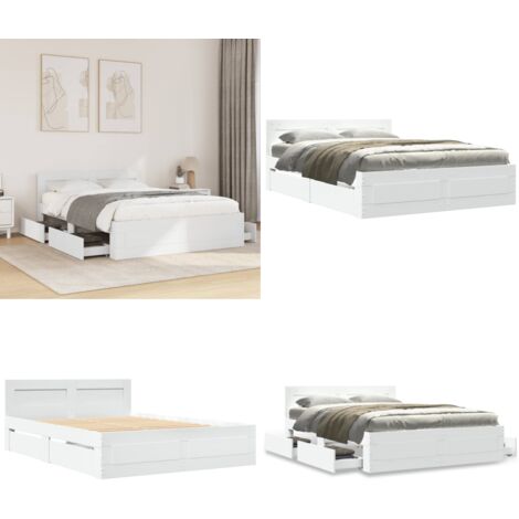 Estructura de cama con cabecero sin colchón blanco 140x190 cm - Estructura de cama - Cama con somier
