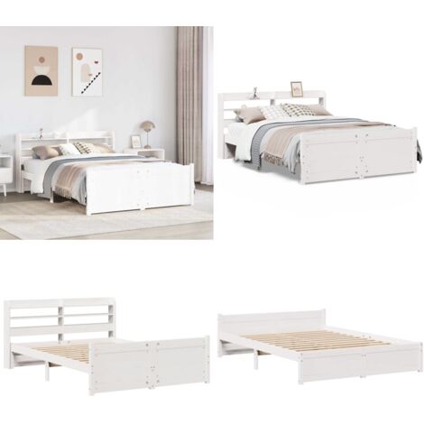 Estructura de cama con cabecero sin colchón blanco 140x200 cm - Estructura de cama - Cabecero de cama