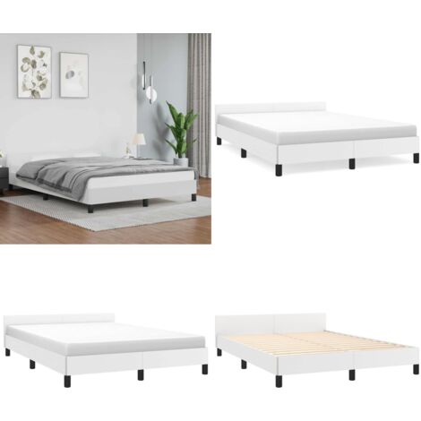 Estructura de cama con cabecero sin colchón blanco 140x200 cm - Estructura de cama - Cama con cabecero sin colchón
