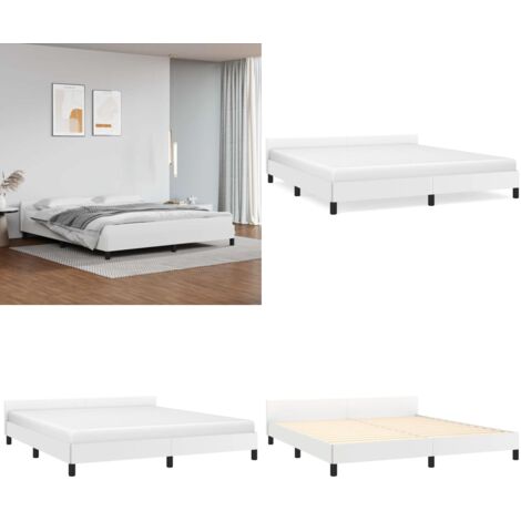 Estructura de cama con cabecero sin colchón blanco 160x200 cm - Estructura de cama - Cama con cabecero sin colchón