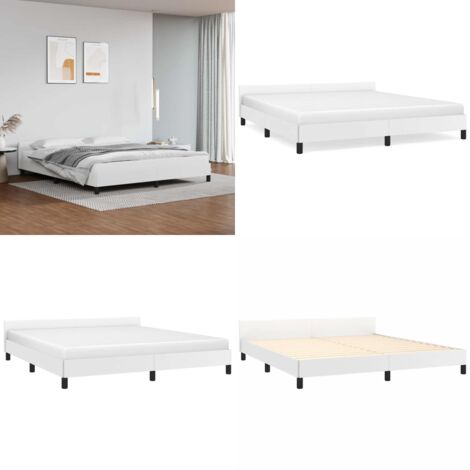 Estructura de cama con cabecero sin colchón blanco 180x200 cm - Estructura de cama - Cama con cabecero sin colchón