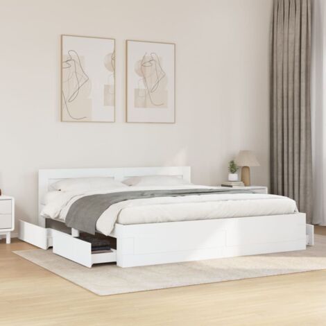 Estructura de cama con cabecero sin colchón blanco 180x200 cm vidaXL