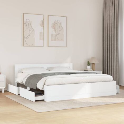 Estructura de cama con cabecero sin colchón blanco 200x200 cm