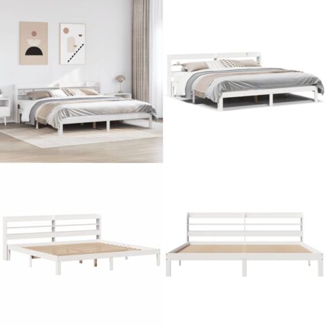 Estructura de cama con cabecero sin colchón blanco 200x200 cm - Estructura de cama - Cabecero de cama