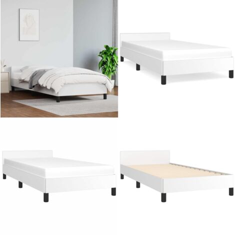 Estructura de cama con cabecero sin colchón blanco 90x190 cm - Estructura de cama - Cama con cabecero sin colchón