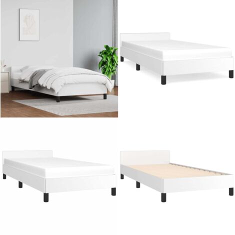 Estructura de cama con cabecero sin colchón blanco 90x200 cm - Estructura de cama - Cama con cabecero sin colchón