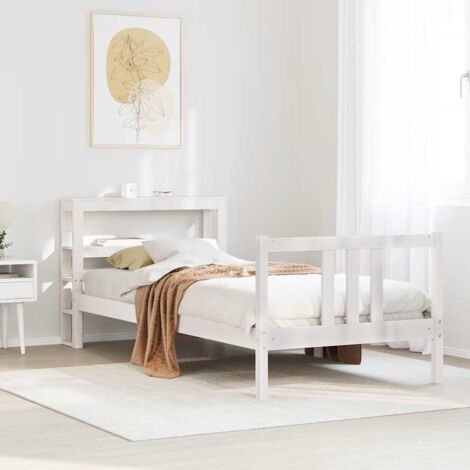 Estructura de cama con cabecero sin colchón blanco 90x200 cm vidaXL