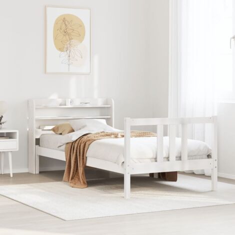 Estructura de cama con cabecero sin colchón blanco 90x200 cm vidaXL