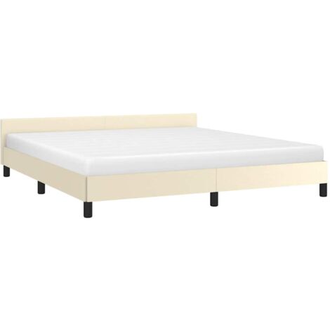 Estructura de cama con cabecero sin colchón crema 160x200 cm vidaXL