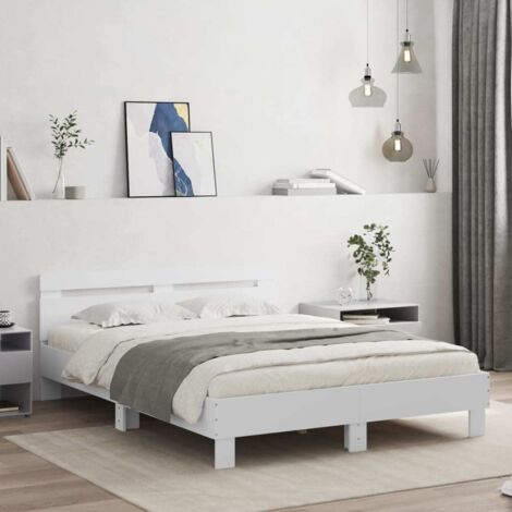 Estructura de cama con cabecero y luces LED 150x200 cm