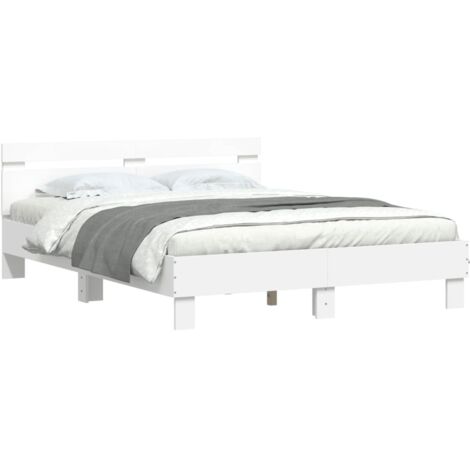 Estructura de cama con cabecero y luces LED blanco 140x200 cm vidaXL