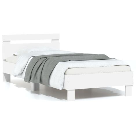 Estructura de cama con cabecero y luces LED blanco 75x190 cm vidaXL