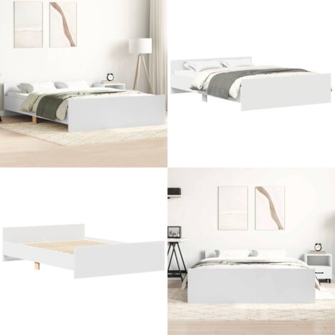 Estructura de cama con cabecero y piecero blanco 140x200 cm - Estructura de cama - Cama con estribo