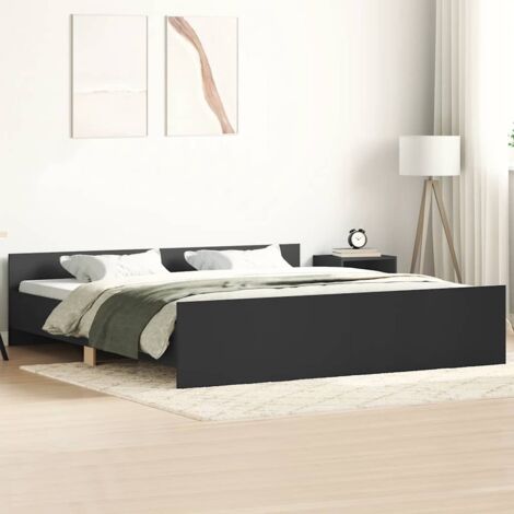 Estructura de cama con cabecero y piecero negro 160x200 cm