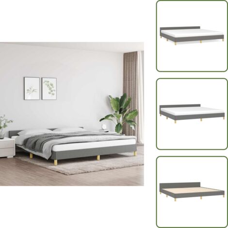 Estructura de cama con Cabezal de Cama Moderno, Cabecero tela gris oscuro 200x200 cm