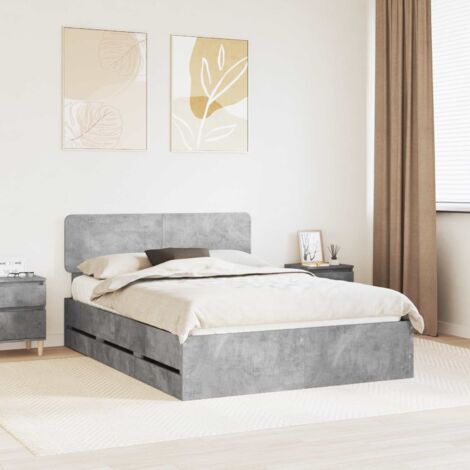 Estructura de cama con cajón Gris Concreto 150 x 200 cm